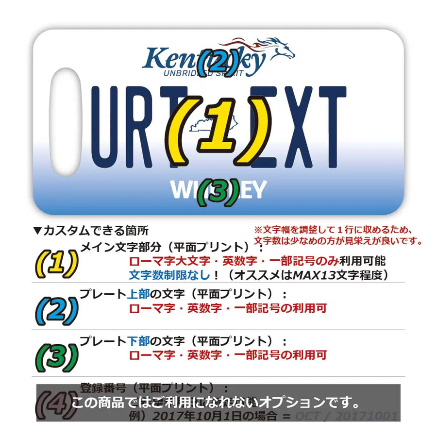 【ラゲッジタグ】ケンタッキー2005/オリジナルアメリカナンバープレート型・おしゃれ ・紛失防止タグ