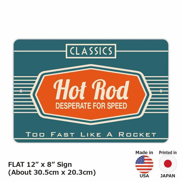 【長方形看板】レトロ・ホットロッド看板/アメリカ製オリジナル看板(約20x30cm)