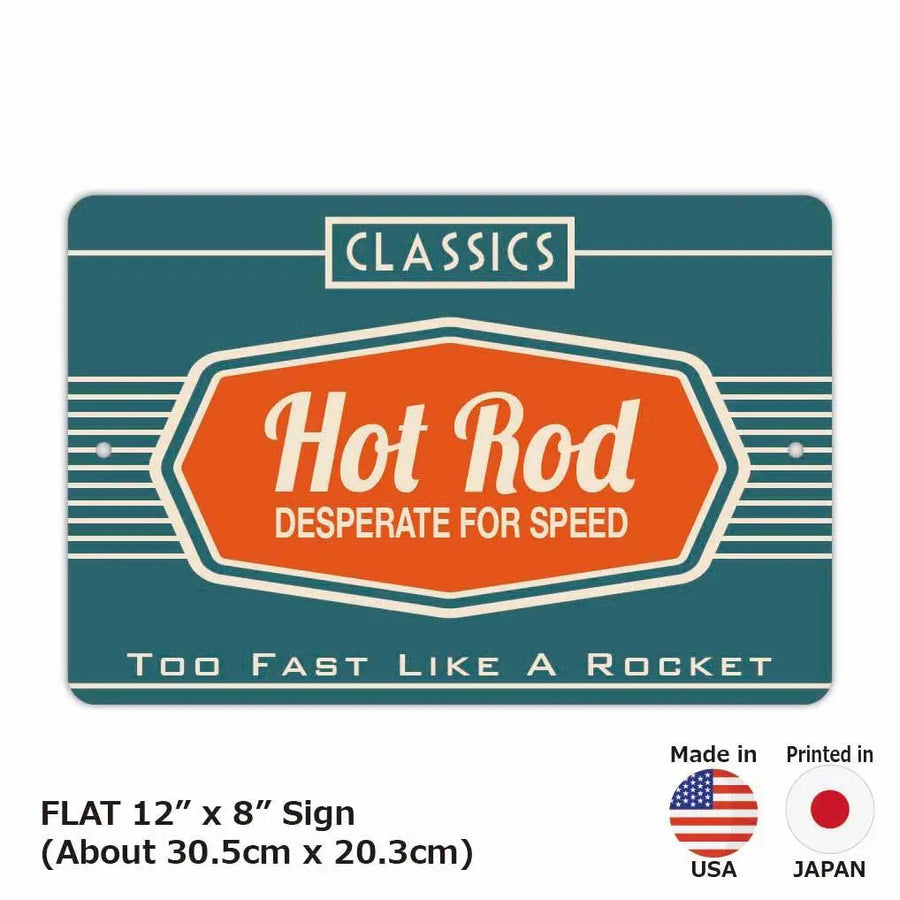 【長方形看板】レトロ・ホットロッド看板/アメリカ製オリジナル看板(約20x30cm)