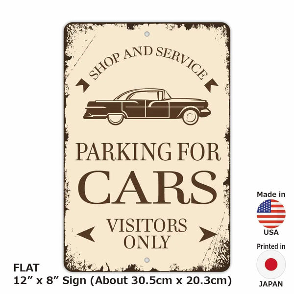 【長方形看板】クラシックパーキングサイン・車/アメリカ製オリジナル看板(約20x30cm)