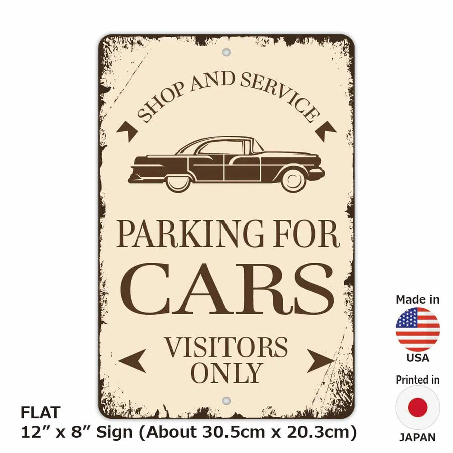 【長方形看板】クラシックパーキングサイン・車/アメリカ製オリジナル看板(約20x30cm)