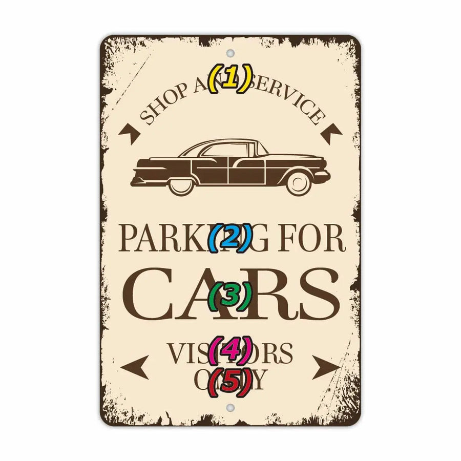【長方形看板】クラシックパーキングサイン・車/アメリカ製オリジナル看板(約20x30cm)