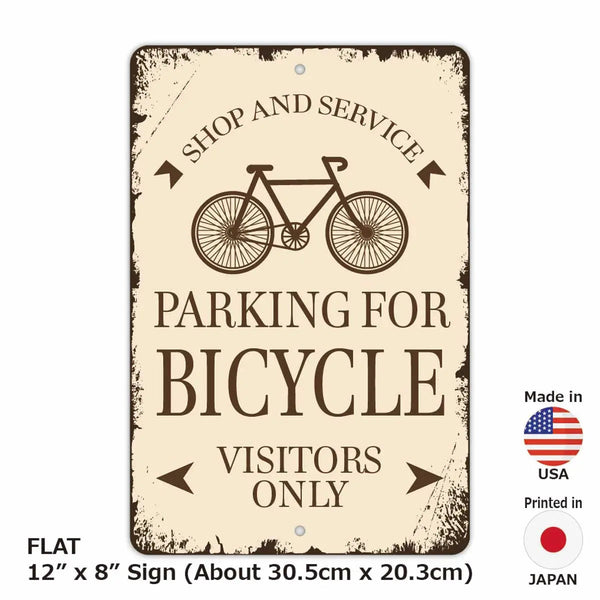【長方形看板】クラシックパーキングサイン・自転車/アメリカ製オリジナル看板(約20x30cm)