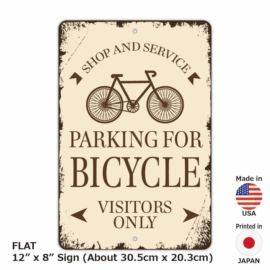 【長方形看板】クラシックパーキングサイン・自転車/アメリカ製オリジナル看板(約20x30cm)