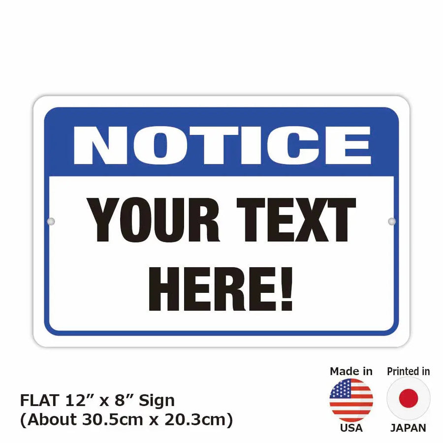 【長方形看板】お知らせ！NOTICE看板/アメリカ製オリジナル看板(約20x30cm)
