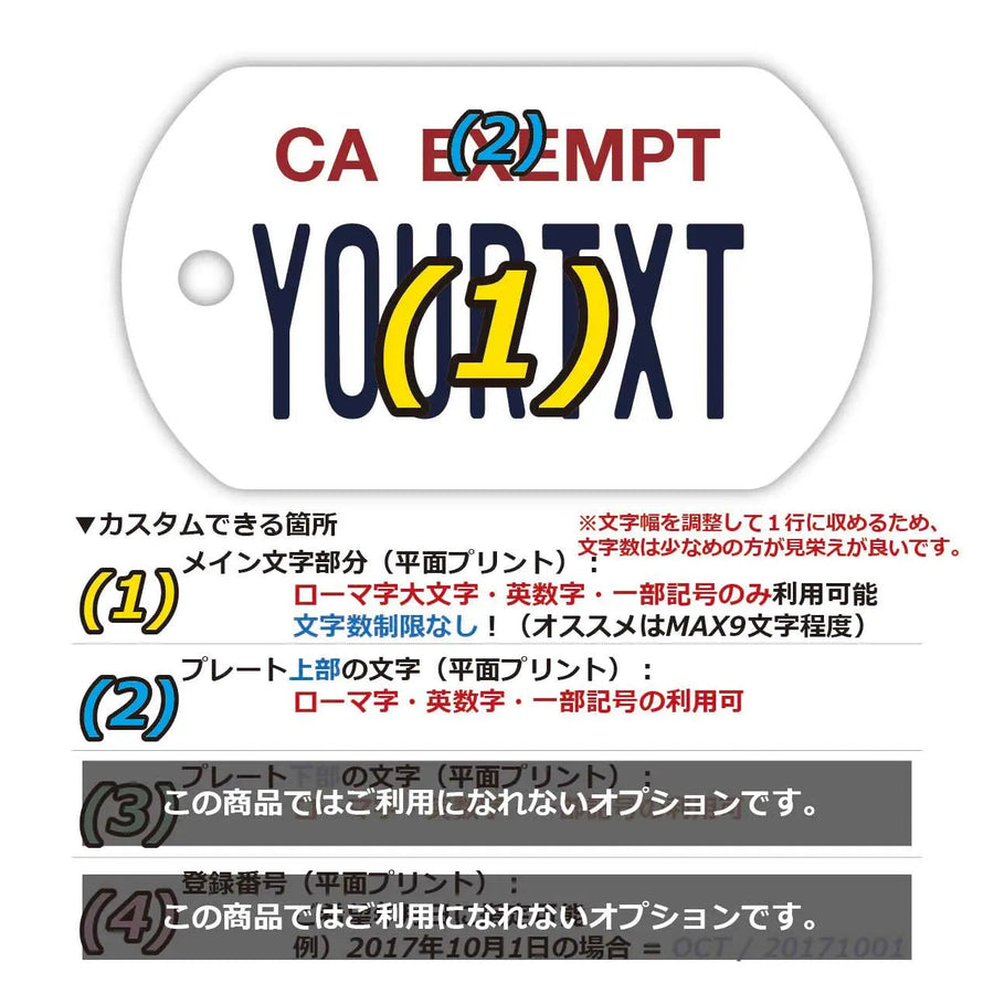 【犬用迷子札・ドッグタグ】カリフォルニア(公用車)/オリジナルアメリカナンバープレート型 名入れキーホルダー