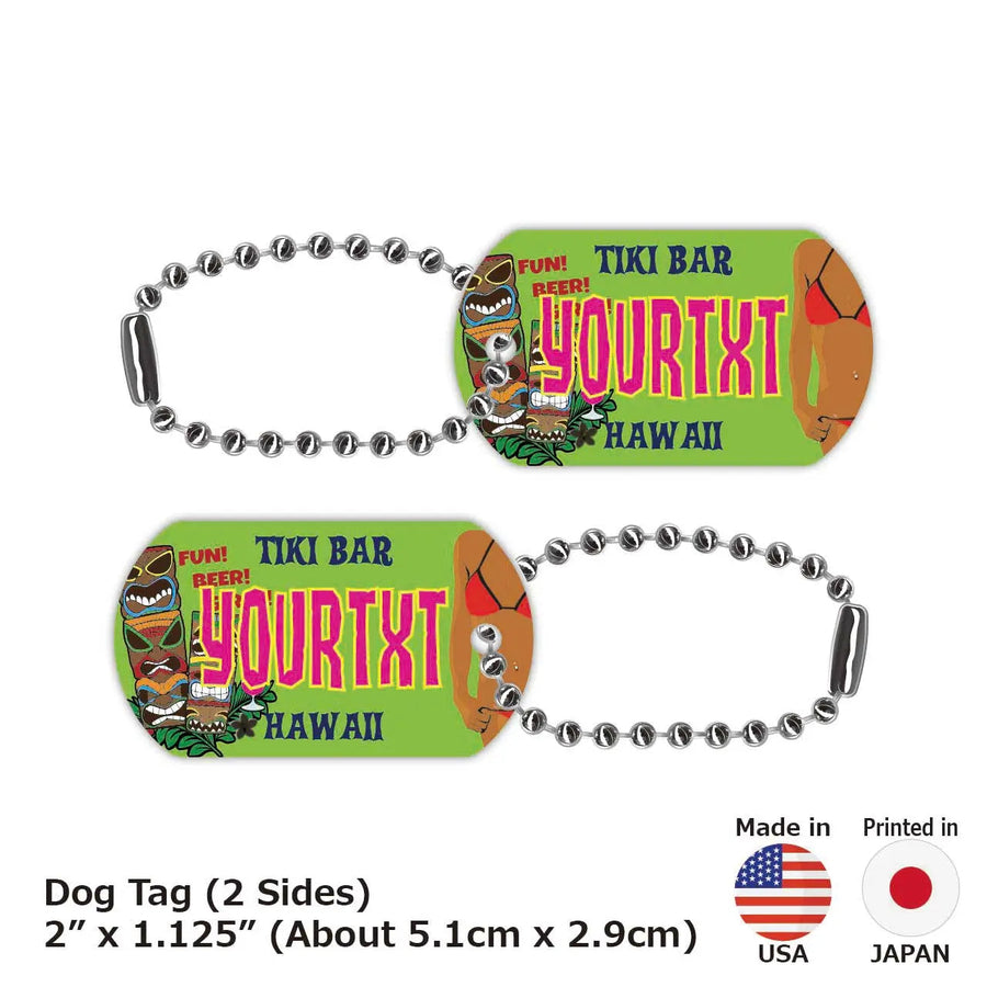 【犬用迷子札・ドッグタグ】ハワイ・ティキバー/オリジナルアメリカナンバープレート型 名入れキーホルダー