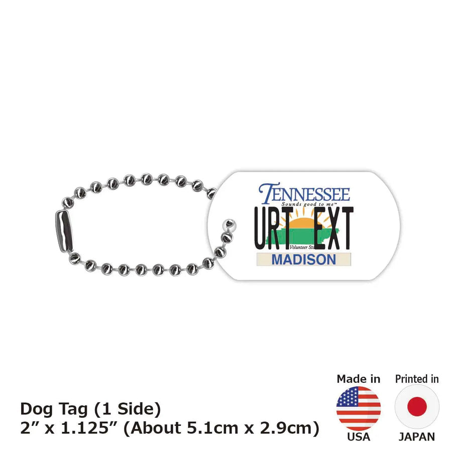 【犬用迷子札・ドッグタグ】テネシー/オリジナルアメリカナンバープレート型 名入れキーホルダー