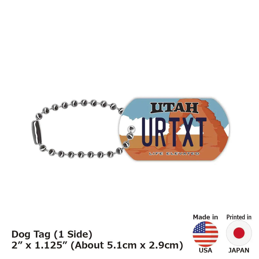 【犬用迷子札・ドッグタグ】ユタ/オリジナルアメリカナンバープレート型 名入れキーホルダー