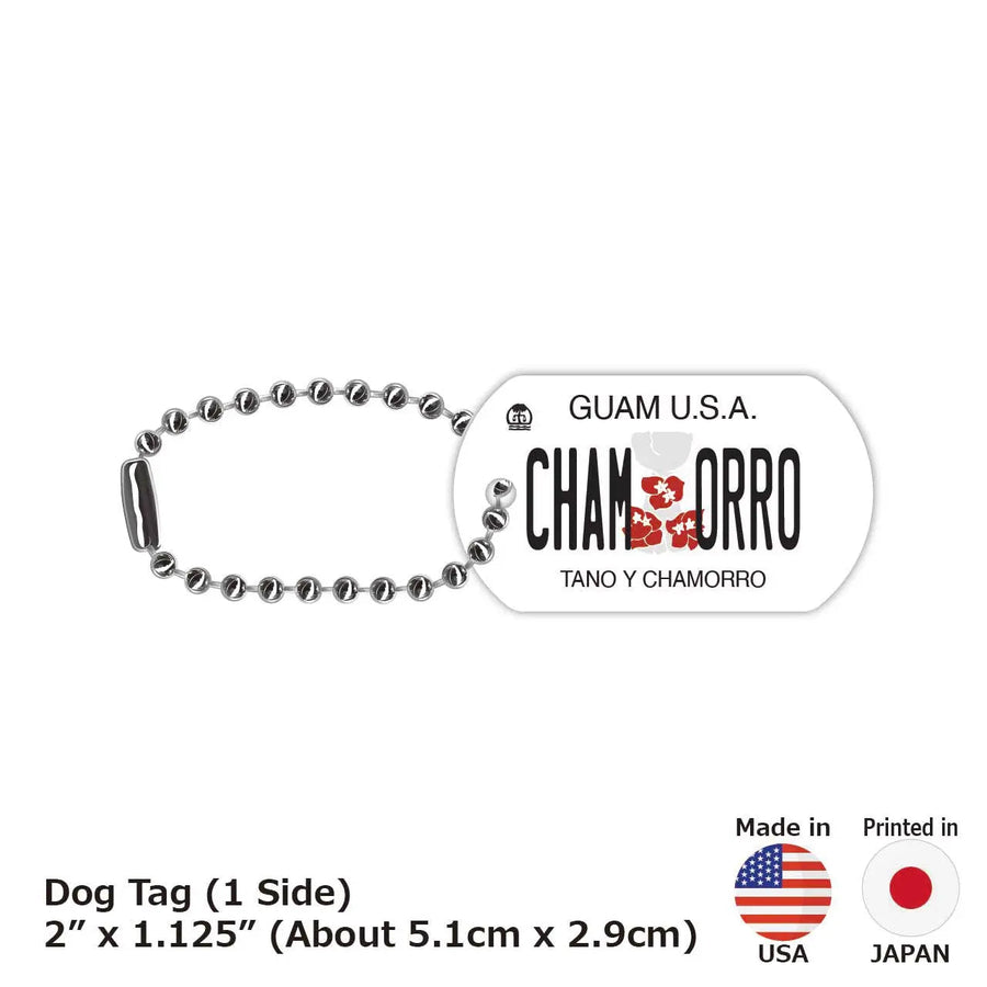 【犬用迷子札・ドッグタグ】グアム・ハイビスカス/オリジナルアメリカナンバープレート型 名入れキーホルダー
