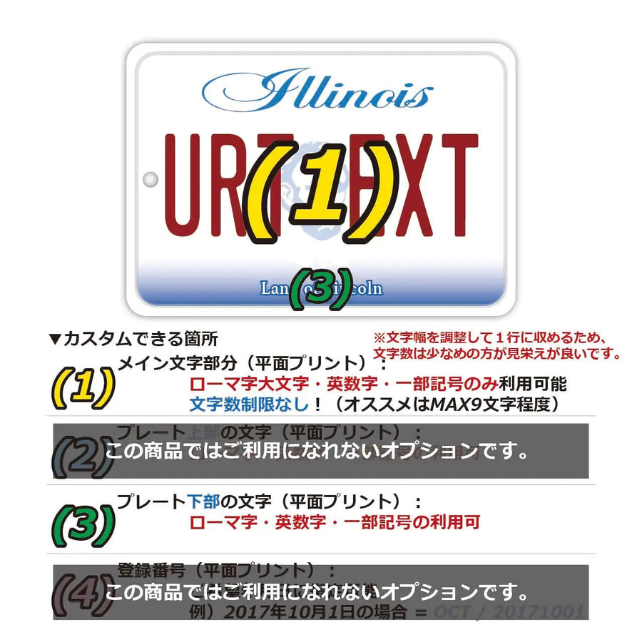 【ミラータグ】イリノイ/オリジナルアメリカナンバープレート型エアフレッシュナー