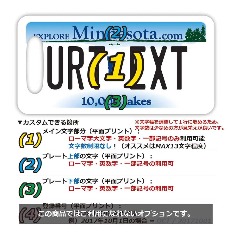 【ラゲッジタグ】ミネソタ/オリジナルアメリカナンバープレート型・おしゃれ ・紛失防止タグ