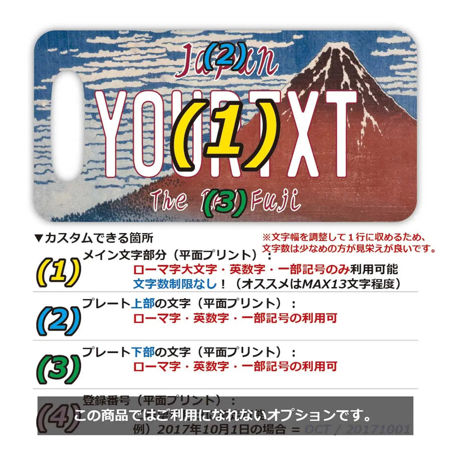 【ラゲッジタグ】葛飾北斎・冨嶽三十六景・凱風快晴・赤富士/オリジナルアメリカナンバープレート型・おしゃれ ・紛失防止タグ