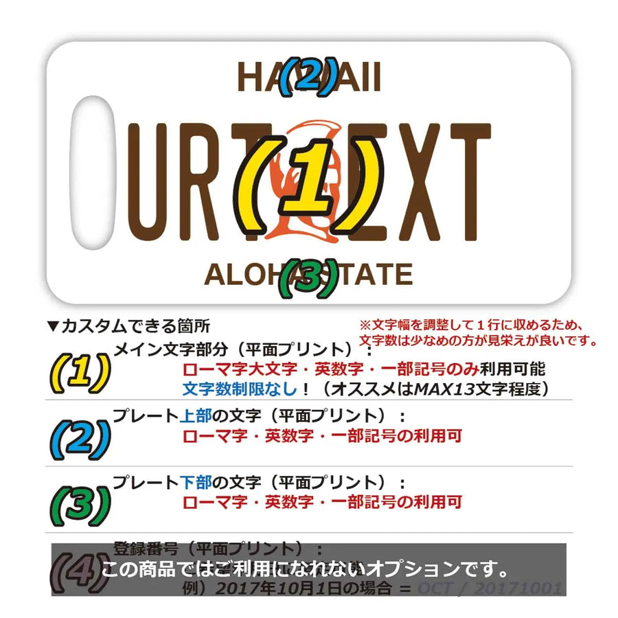 【ラゲッジタグ】ハワイ・カメハメハ大王/オリジナルアメリカナンバープレート型・おしゃれ ・紛失防止タグ