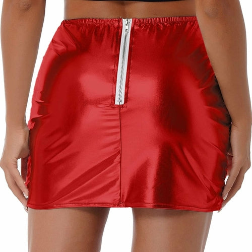 Womens Lightweight Metallic Shiny Skirts Winter Warm A-Line Mini