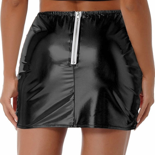 Womens Lightweight Metallic Shiny Skirts Winter Warm A-Line Mini