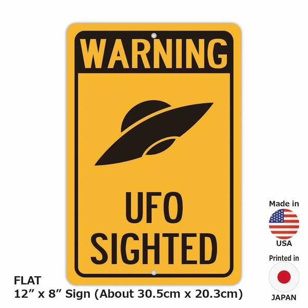 【長方形看板】警告！UFO出現/アメリカ製オリジナル看板(約20x30cm)