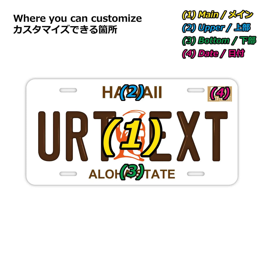 カスタムライセンスプレート型看板 【大・US車用】ハワイ・カメハメハ大王/オリジナルアメリカエンボスナンバープレート おしゃれ表札看板